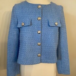 Miss Sparkling Chic Blue Tweed Women's Blazer